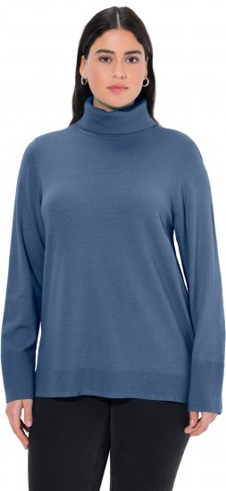 Ulla Popken Turtleneck Ribbed Trim Long Sleeve Sweater Atlantic Blue - Bluzy & bluzy z kapturem - 