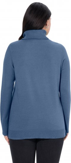 Ulla Popken Turtleneck Ribbed Trim Long Sleeve Sweater Atlantic Blue - Bluzy & bluzy z kapturem - 