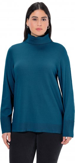 Ulla Popken Turtleneck Ribbed Trim Long Sleeve Sweater Cerulean - Bluzy & bluzy z kapturem - 