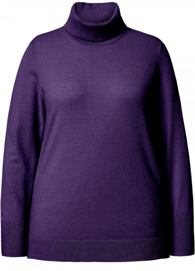 Ulla Popken Turtleneck Ribbed Trim Long Sleeve Sweater Deep Violet - Bluzy & bluzy z kapturem - 