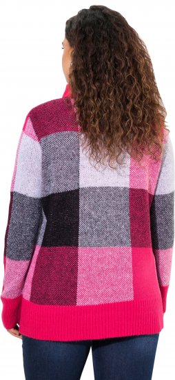 Ulla Popken Grand Check Long Sleeve Sweater Red Pink - Bluzy & bluzy z kapturem - 