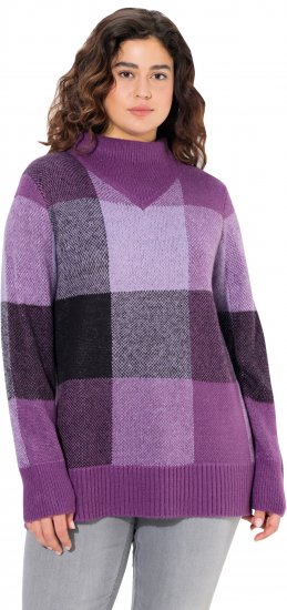 Ulla Popken Grand Check Long Sleeve Sweater Violet - Bluzy & bluzy z kapturem - 