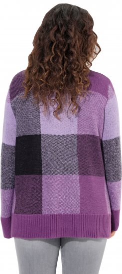 Ulla Popken Grand Check Long Sleeve Sweater Violet - Bluzy & bluzy z kapturem - 