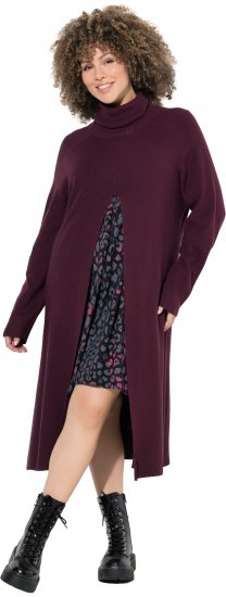 Ulla Popken Long Turtleneck Duster Sweater Plum - Bluzy & bluzy z kapturem - 