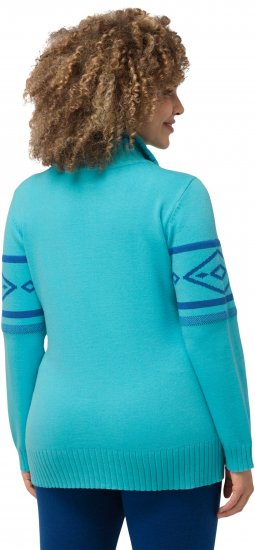 Ulla Popken Apres Ski Long Sleeve Troyer Collar Sweater Bright Turquoise - Bluzy & bluzy z kapturem - 
