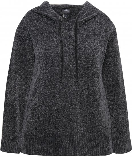 Ulla Popken Chenille Knit Hoodie Graphite Grey - Bluzy & bluzy z kapturem - 