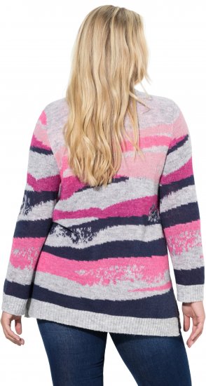 Ulla Popken Landscape Stripe Sweater Light Grey Melange - Bluzy & bluzy z kapturem - 