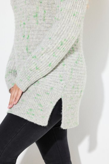 Ulla Popken Space Yarn Oversized Turtleneck Sweater Light Grey Melange - Bluzy & bluzy z kapturem - Kényelmes pulóverek és kapucnisok