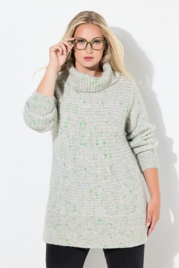 Ulla Popken Space Yarn Oversized Turtleneck Sweater Light Grey Melange - Bluzy & bluzy z kapturem - Kényelmes pulóverek és kapucnisok