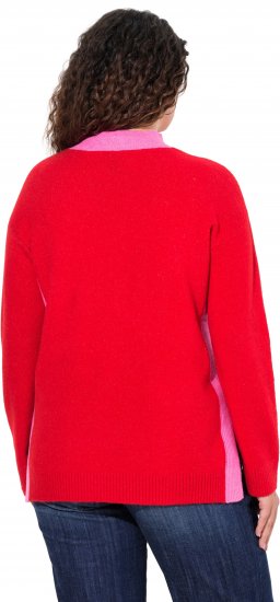 Ulla Popken Color Block Long Sleeve Sweater Lychee - Bluzy & bluzy z kapturem - 