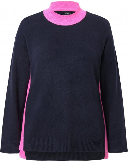 Ulla Popken Color Block Long Sleeve Sweater Ink Blue - Bluzy & bluzy z kapturem - 