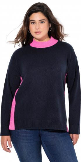 Ulla Popken Color Block Long Sleeve Sweater Ink Blue - Bluzy & bluzy z kapturem - 