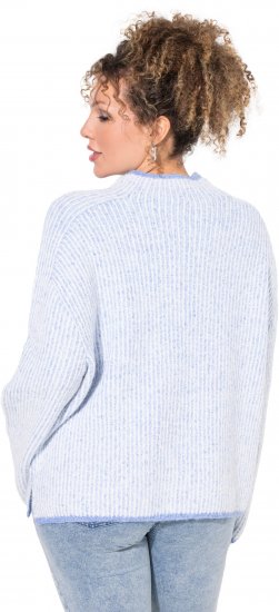 Ulla Popken Striped Wool Blend Turtleneck Sweater Sky Blue - Bluzy & bluzy z kapturem - 