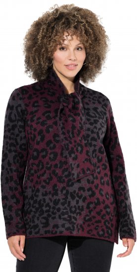 Ulla Popken Leopard Print Scarf Sweater Dark Ruby - Bluzy & bluzy z kapturem - 