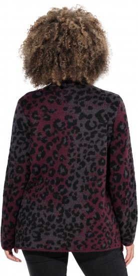 Ulla Popken Leopard Print Scarf Sweater Dark Ruby - Bluzy & bluzy z kapturem - 
