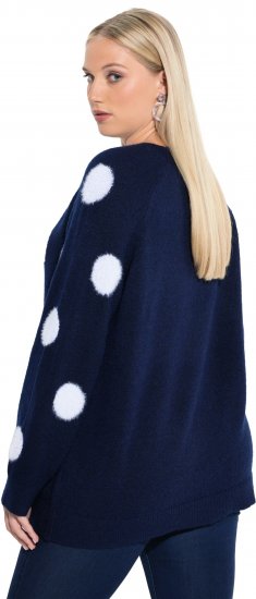 Ulla Popken Fluffy Polka Dot Sweater Ink Blue - Bluzy & bluzy z kapturem - 