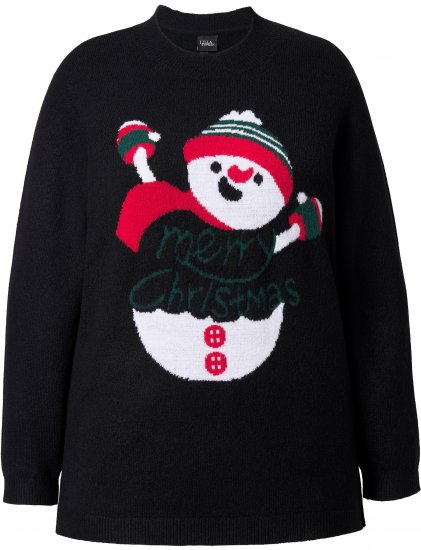 Ulla Popken Whimsical Holiday Sweater Black - Bluzy & bluzy z kapturem - 