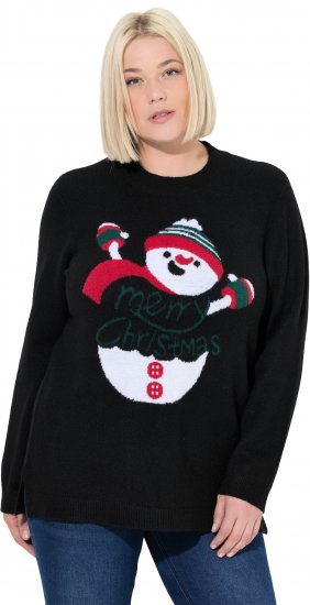 Ulla Popken Whimsical Holiday Sweater Black - Bluzy & bluzy z kapturem - 