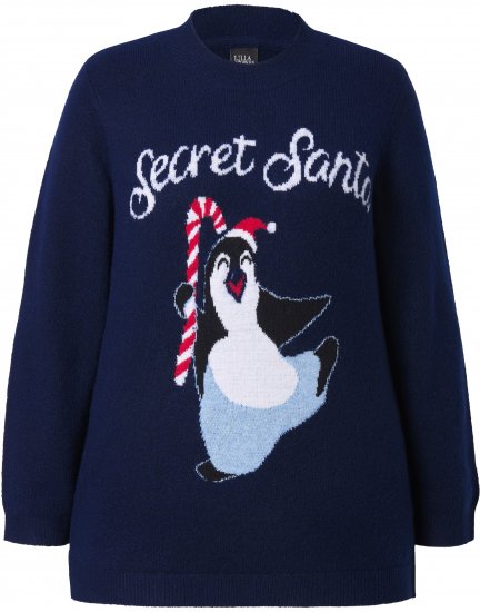 Ulla Popken Whimsical Holiday Sweater Navy - Bluzy & bluzy z kapturem - 
