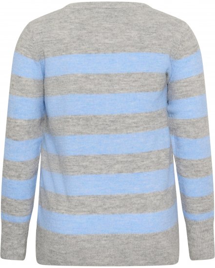 Kaffe Curve Niela Csíkos pulóver Világosszürke/Kék - Pulóverek & kötöttáruk - 