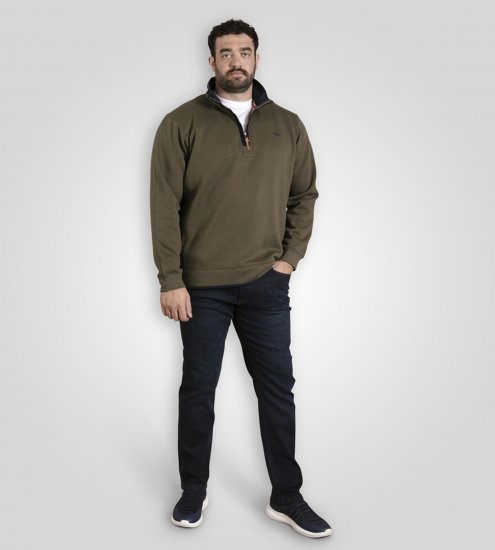 D555 Leicester 2 Quarter Neck Fleece Sweatshirt Khaki - Pulóverek & kapucnis pulóverek - Pulóverek & Kapucnis pulóver 2XL-12XL