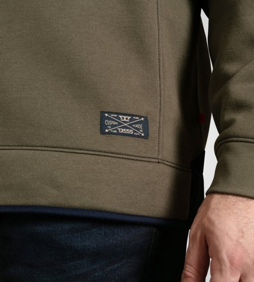 D555 Leicester 2 Quarter Neck Fleece Sweatshirt Khaki - Pulóverek & kapucnis pulóverek - Pulóverek & Kapucnis pulóver 2XL-12XL