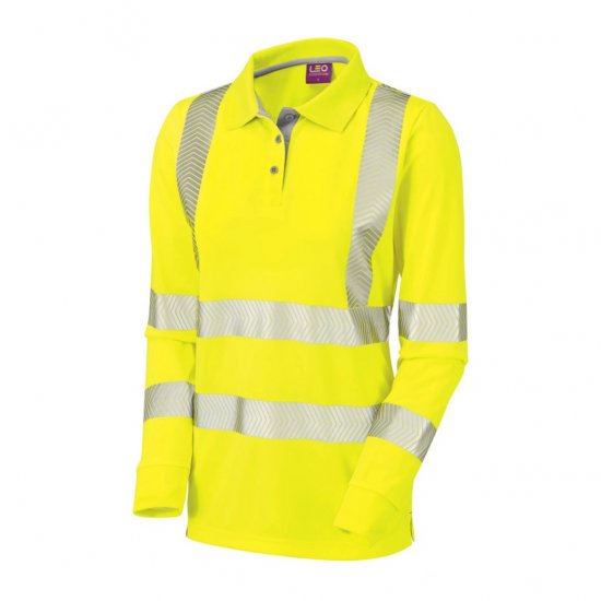 Leo Pollyfield EcoViz Performance+ Women's Sleeved Polo Shirt Yellow - Munkaruha - 