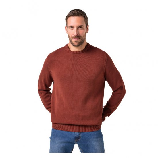JP1880 Classic Round Neck Long Sleeve Sweater Brick Brown - Pulóverek & kapucnis pulóverek - Pulóverek & Kapucnis pulóver 2XL-12XL