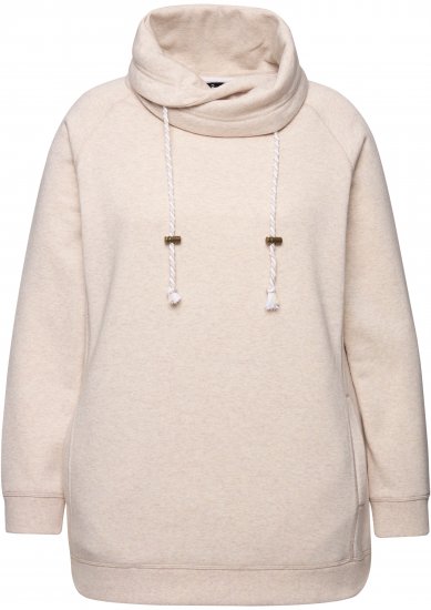 Ulla Popken Drawstring Collar Long Sleeve Sweatshirt Nature Melange - Bluzy & bluzy z kapturem - 
