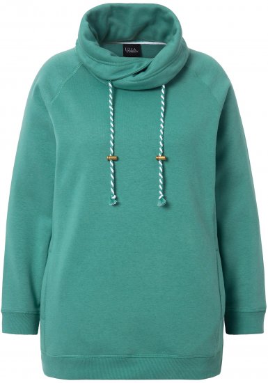 Ulla Popken Drawstring Collar Long Sleeve Sweatshirt Green - Bluzy & bluzy z kapturem - 
