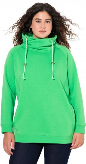 Ulla Popken Drawstring Collar Long Sleeve Sweatshirt Mint Green - Bluzy & bluzy z kapturem - 