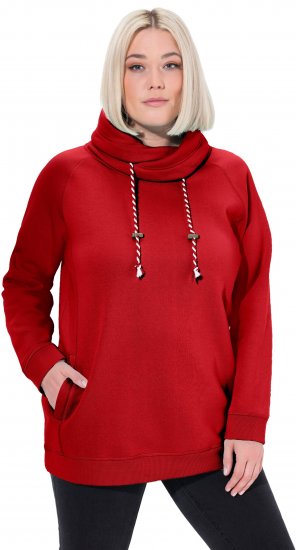 Ulla Popken Drawstring Collar Long Sleeve Sweatshirt Salsa Red - Bluzy & bluzy z kapturem - 