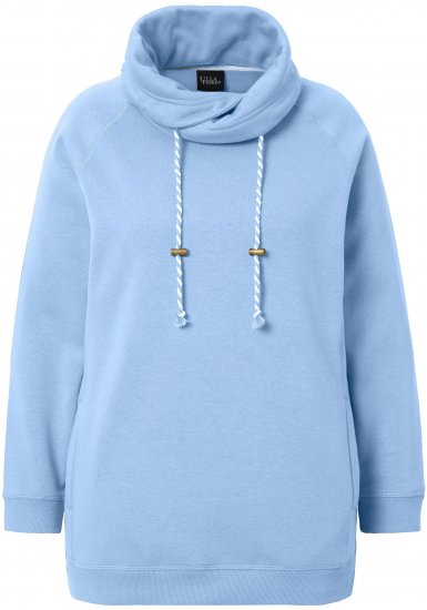 Ulla Popken Drawstring Collar Long Sleeve Sweatshirt Light Blue - Bluzy & bluzy z kapturem - 