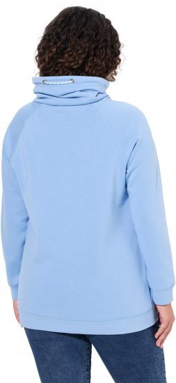 Ulla Popken Drawstring Collar Long Sleeve Sweatshirt Light Blue - Bluzy & bluzy z kapturem - 