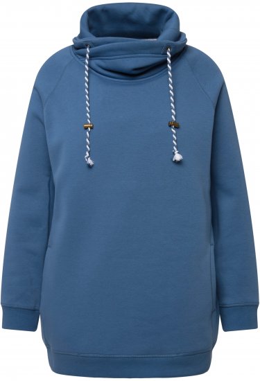 Ulla Popken Drawstring Collar Long Sleeve Sweatshirt Blue Denim - Bluzy & bluzy z kapturem - 