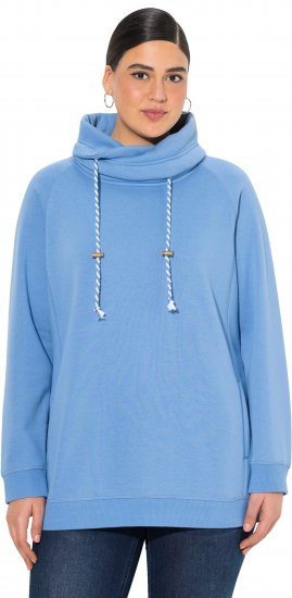 Ulla Popken Drawstring Collar Long Sleeve Sweatshirt Light Cornflower - Bluzy & bluzy z kapturem - 