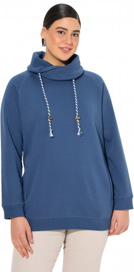 Ulla Popken Drawstring Collar Long Sleeve Sweatshirt Ink Blue - Bluzy & bluzy z kapturem - 