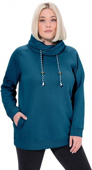 Ulla Popken Drawstring Collar Long Sleeve Sweatshirt Cerulean - Bluzy & bluzy z kapturem - 