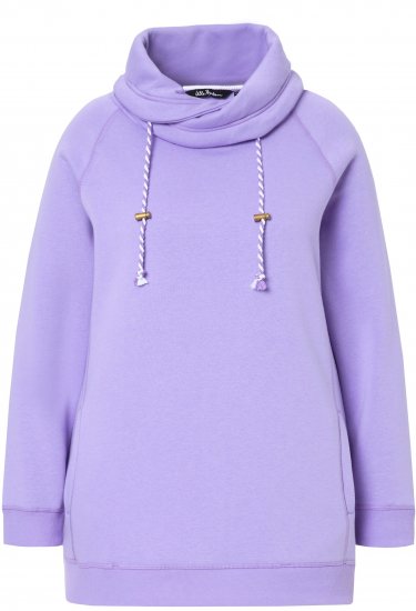 Ulla Popken Drawstring Collar Long Sleeve Sweatshirt Pale Lilac - Bluzy & bluzy z kapturem - 