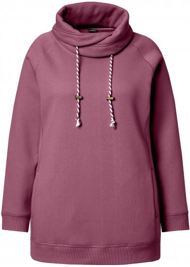 Ulla Popken Drawstring Collar Long Sleeve Sweatshirt Dark Rose - Bluzy & bluzy z kapturem - 