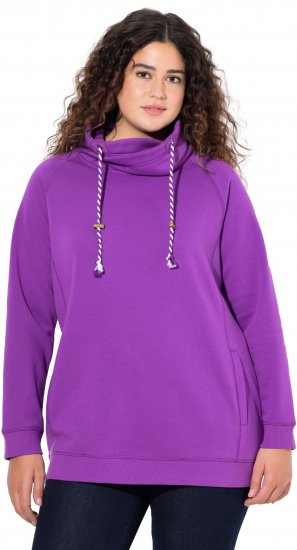 Ulla Popken Drawstring Collar Long Sleeve Sweatshirt Purple - Bluzy & bluzy z kapturem - 