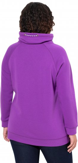 Ulla Popken Drawstring Collar Long Sleeve Sweatshirt Purple - Bluzy & bluzy z kapturem - 