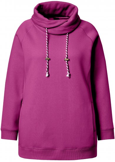 Ulla Popken Drawstring Collar Long Sleeve Sweatshirt Berry - Bluzy & bluzy z kapturem - 