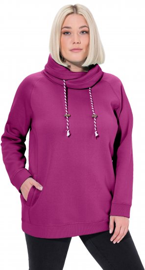 Ulla Popken Drawstring Collar Long Sleeve Sweatshirt Berry - Bluzy & bluzy z kapturem - 