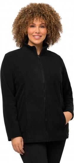 Ulla Popken Modular Fleece Zip Front Jacket Black - Bluzy & bluzy z kapturem - 