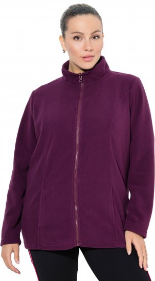 Ulla Popken Modular Fleece Zip Front Jacket Dark Cherry - Bluzy & bluzy z kapturem - 