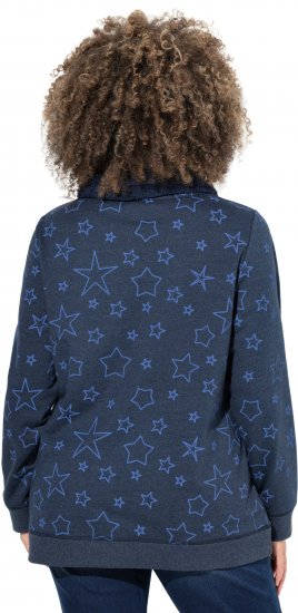 Ulla Popken Teddy Collar Printed Sweatshirt Navy - Bluzy & bluzy z kapturem - 