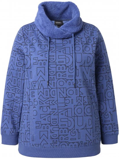 Ulla Popken Teddy Collar Printed Sweatshirt Atlantic Blue - Bluzy & bluzy z kapturem - 