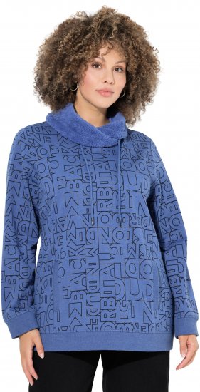 Ulla Popken Teddy Collar Printed Sweatshirt Atlantic Blue - Bluzy & bluzy z kapturem - 