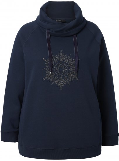 Ulla Popken Rhinestone Snowflake Turtleneck Sweatshirt Navy - Bluzy & bluzy z kapturem - 